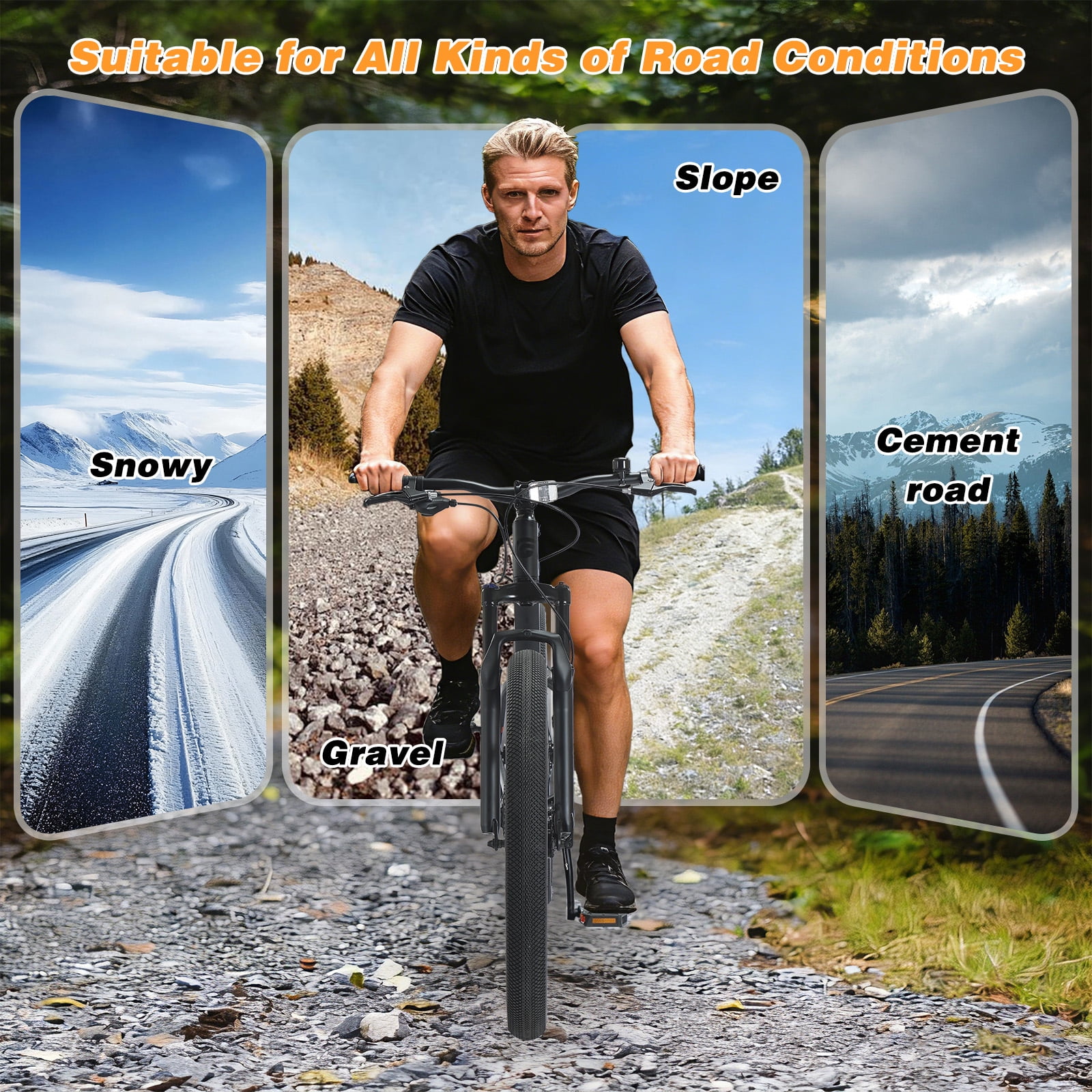 SPATIAL Pro Mountain Bike, 27.5 Inch Fat Bike for Man Women Teen, Outdoor Cycling Bicycle with 3.0-Inch Wide Tires, 9 Speed Drivetrain