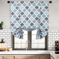 thumbnail image 2 of Yiwa Tie up Shade Curtains Balloon Shades Printed Cotton Window Treatment Valance for Kitchen Bedroom Bathroom 42 x 63,Teal, 2 of 7