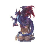 Q-Max 4"H Three-Headed Purple Dragon Guarding Treasure Statue Fantasy Decoration Figurine