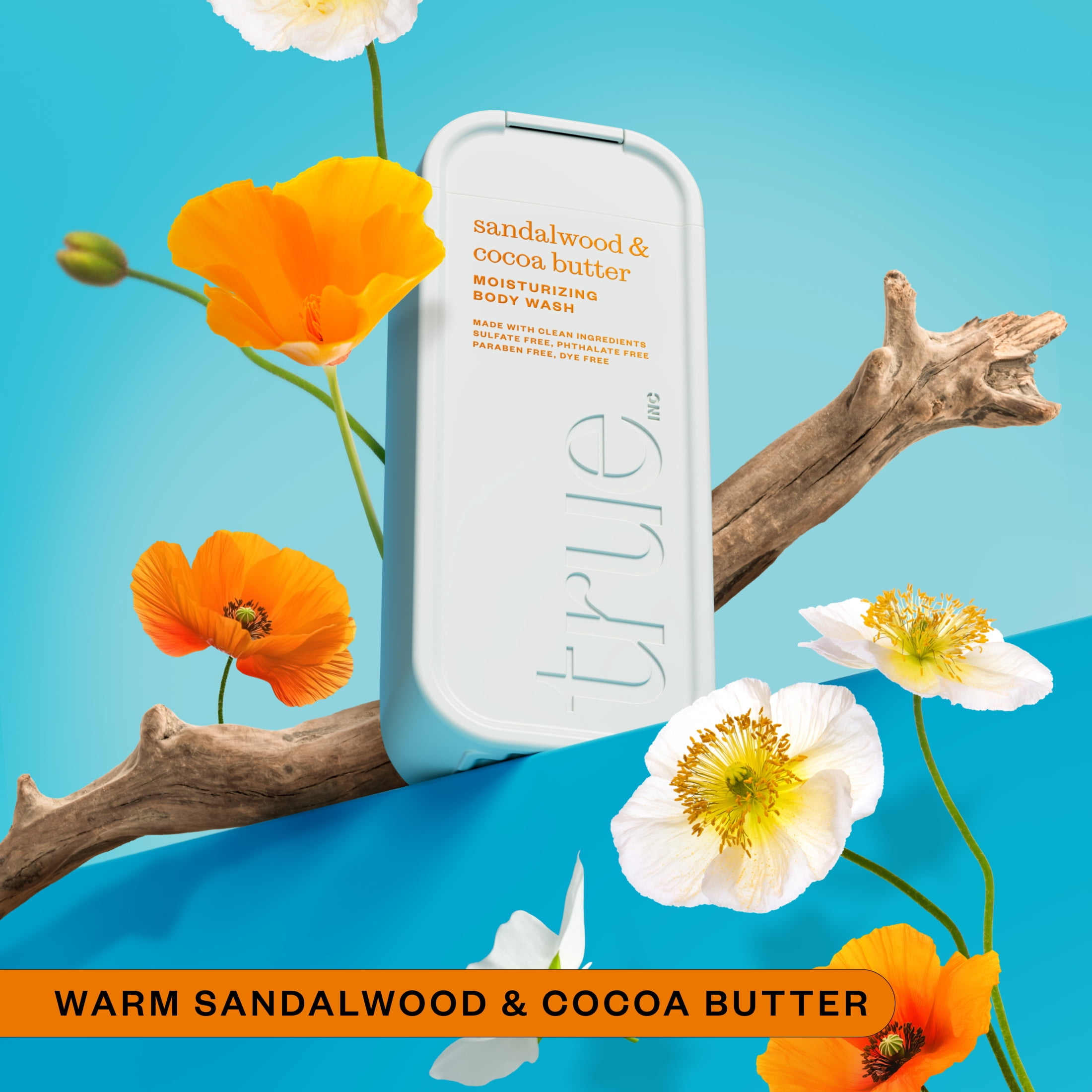 True Sandalwood & Cocoa Body Wash, Sulfate-Free, Moisturizing and Hydrating Formula for Women & Men, 18 fl oz