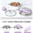 thumbnail image 2 of Koch Systeme CS Small Pressure Cooker Stainless Steel, 3.2 Quart Olla de Presion, One-Press Locking, 18/10 Stainless Steel Pressure Cooker, Induction Compatible, with Glass Lid, Purple, 2 of 11