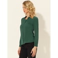 thumbnail image 3 of INSPIRE CHIC Blusa de gasa sólida de manga larga para oficina de trabajo para mujer Verde oscuro XL, 3 of 5