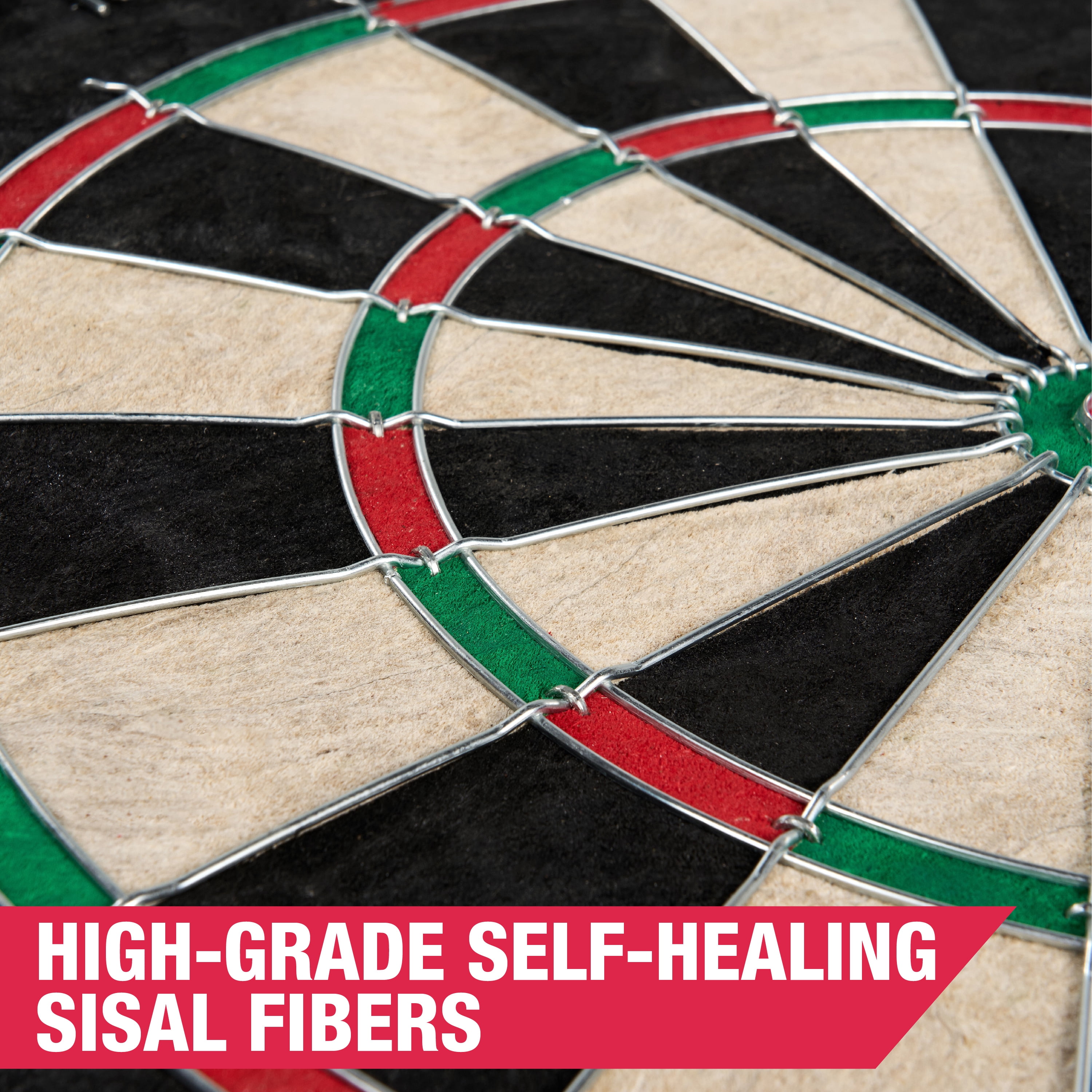18-in Sisal Dartboard with Staple-Free Bullseye and Steel Tip Dart Set by MD Sports
