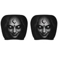 thumbnail image 2 of SMKE Spooky Car Headrest Covers Scary Ghost Print Headrest Covers for Cars,Halloween Vehicle Seat Headrest Protector,Elastic Washable Polyester Auto Headrest Cover for Sedan SUV 2pc Black, 2 of 2