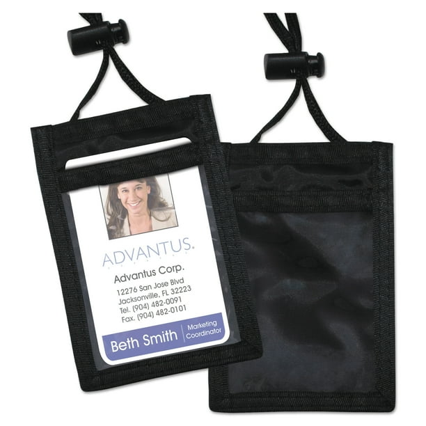 Advantus ID Badge Holder w/Convention Neck Pouch, Vertical, 2 3/4 x 3 1