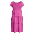 thumbnail image 3 of Terra & Sky Women's Plus Size Square Neck Smocked Dress, Sizes 0X-4X, 3 of 4