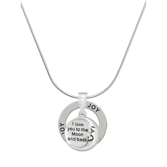 Delight Jewelry Silvertone I Love You to the Moon and Back Joy Ring Charm Necklace, 18"