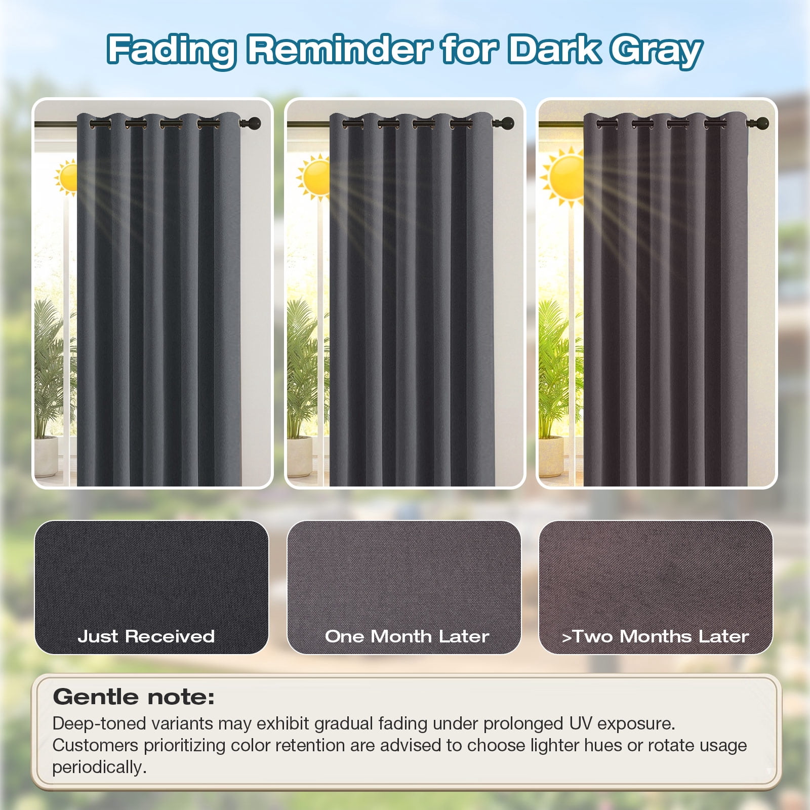 Lapalife Outdoor Curtains for Patio Waterproof W71xL108, Blackout Weighted Outside Curtains Weatherproof UV Resistant Privacy for Porch, Pergola, Dark Gray, 1 Panel