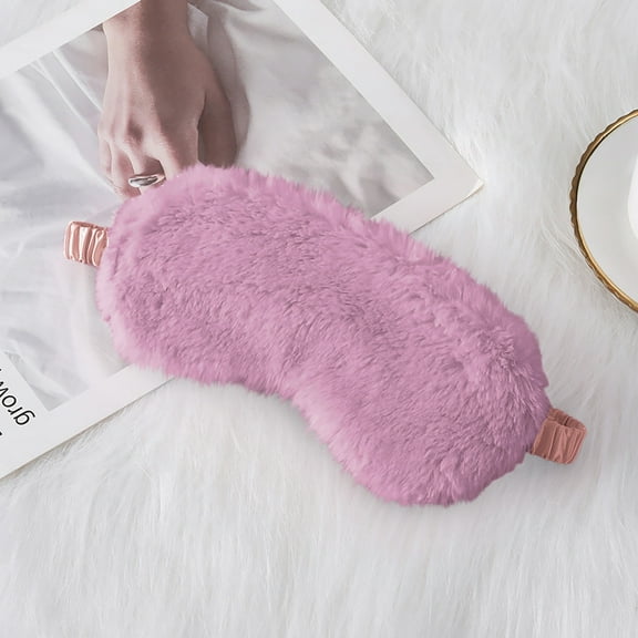 AUNVITO Unisex Adjustable Sleep Mask Double-Sided Furry & Satin Eye Cover for Travel and Home Use