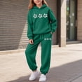 thumbnail image 2 of Ymyiu Toddler Girl Hoodie Girl's 2 Piece Outfits Graphic Hoodies Sweatshirt and Pants Set Sweatsuits Size 7-8 Years(Dark Green, 7-8 Years), 2 of 6