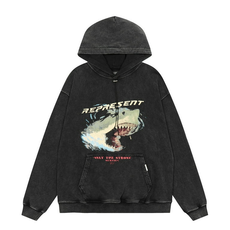 REPRESENT Hoodie Washed Old Retro Eagle Hooded European and American Fall and Winter High quality Coat Sweater Walmart