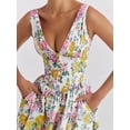 thumbnail image 3 of Osfvolr Women'S Floral Corset Dress Cocktail Dresses Deep V Going Out Casual Sundress Midi Dress Yellow Flowers M, 3 of 7