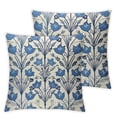 thumbnail image 2 of Acheng Lily Leaf Ginkgo Biloba Flower Throw Pillow Cushion Blue and White Geometric Flower Pillow Cover Chinoiserie Toss Pillows White Pillows for Sofa Living Room,2 Pcs White, 2 of 6
