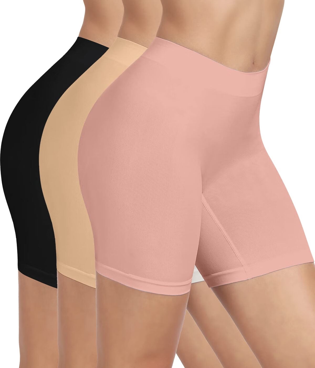 3 Pack Women Seamless Slip Shorts for Under Dress Smooth Boyshorts for  Yoga/Bike/Workout Shapewear Shorts Multicolor 