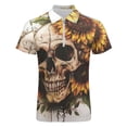 thumbnail image 4 of Sunflower Skull (7) Men Zipper T-shirt Summer Casual Short Sleeve T-shirt Top, 4 of 7