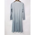 thumbnail image 4 of Nyfairy Plus Size Solid Light Blue Scoop Neck 3/4 Sleeve Pleated Textured Casual Midi Dress With Side Pockets, 4 of 4