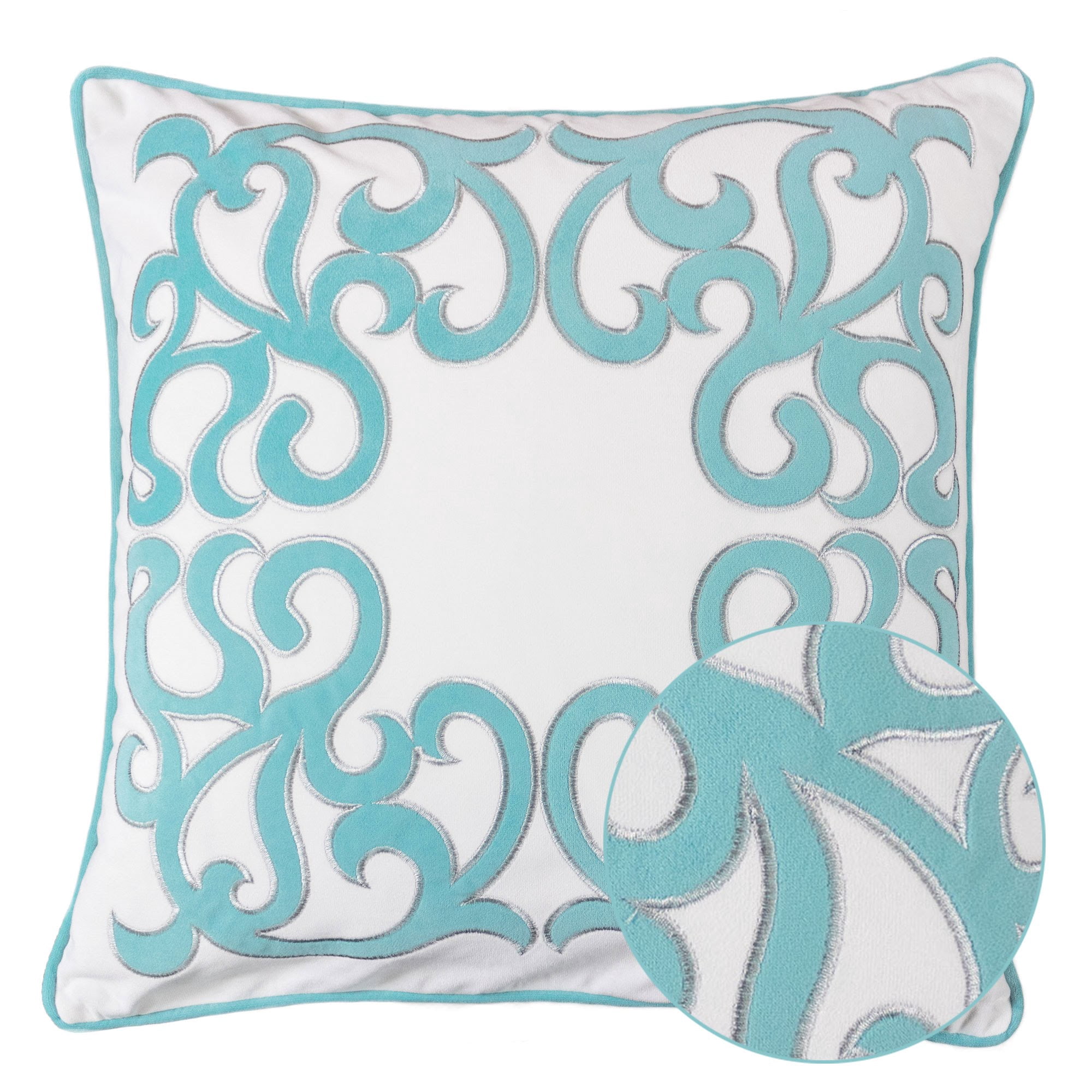 Jordan Turquoise Geometric Polyester 20 in. x 20 in. Throw Pillow