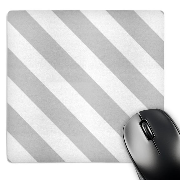3dRose, Gray and white diagonal stripe pattern Striped stripy stripey grey silver simple modern contemporary, MousePad