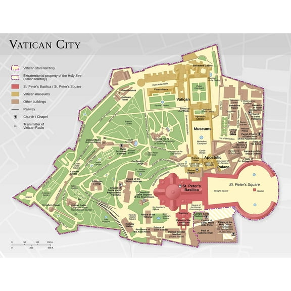 Wall Art Impressions 31x24in Poster Vatican City map English
