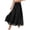 Black, variant on Womens Fashion Casual Beach Flowy Solid Midi Skirt Pleated High Waist Elastic Waist Lightweight A Line Long Skirt