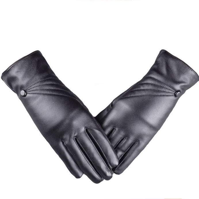 XL Winter Leather Glove Man Women Half Finger Warm Thermal Lined Touchscreen Motor