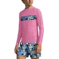 thumbnail image 2 of Bathing Suits for Teens Rash Guard Swimsuits Set for Boys Hawaiian Print Long Sleeve Swim Shirt with Swim Trunks Vacation Modest Two Piece Swim Set for 3-14Years, 2 of 7