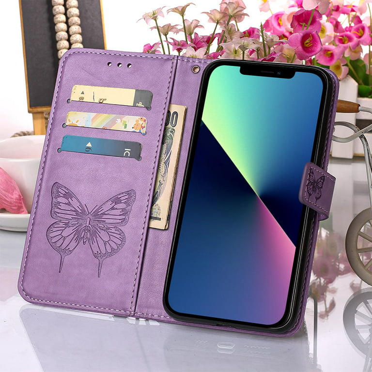 PAYERU Wallet Case Compatible with iPhone 14 Pro Max, Cute Light Luxury Bag Design, Purse Flip Card Pouch Cover Case with Handstrap Long Shoulder