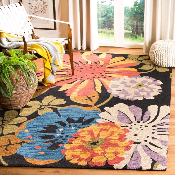 Safavieh Jardin Comhgham Floral Wool Area Rug, Black/Multi, 4' x 6'