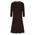 thumbnail image 6 of Hfyihgf Women's Fall Casual 3/4 Sleeve Dresses Crewneck Empire Waist Loose A-Line Flare Midi Dress Z1-Coffee 3XL, 6 of 9