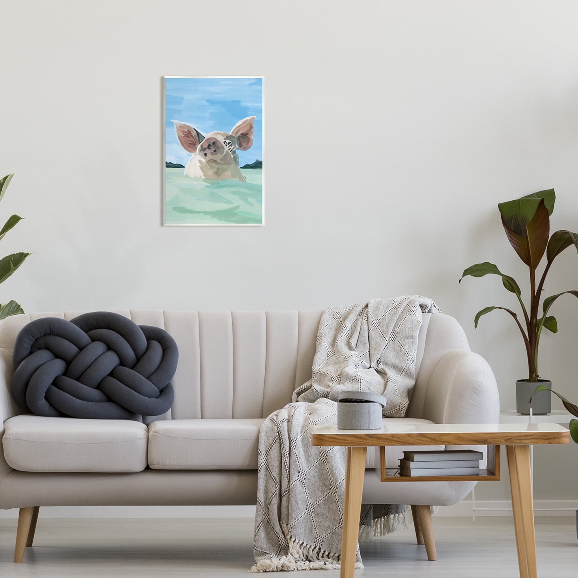Stupell Industries Abstract Pig Swimming Animal Animals & Insects Painting Unframed Art Print Wall Art