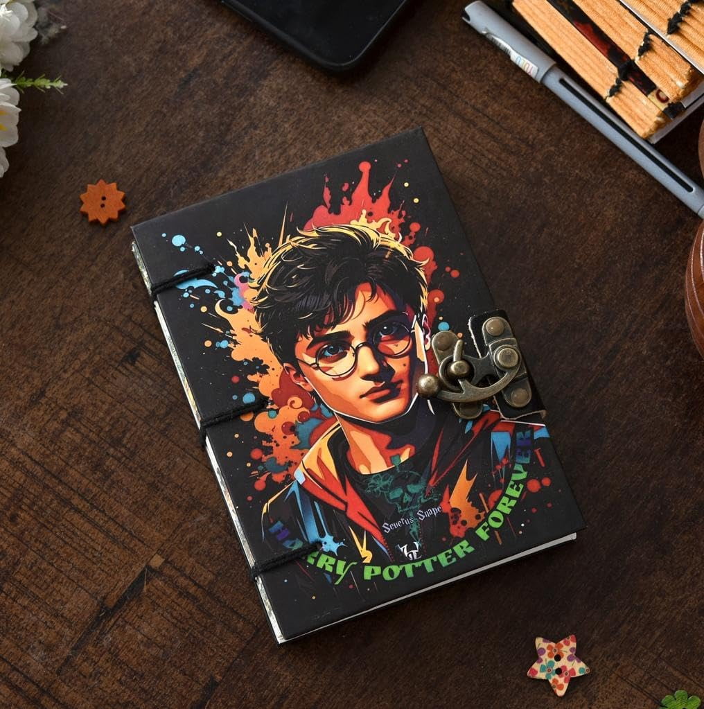 Vintage Wizard Art Printed Journal with Lock Closure – 144 Pages Handmade Notebook