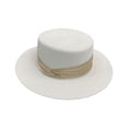 thumbnail image 2 of Woven Straw Boater Hat, Wide Brim Sun Hat for Women and Men, Natural Fiber Panama Hat for Beach, Garden Party, Resort Wear and Summer Outdoor-White, 2 of 3