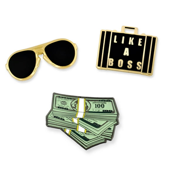 PinMart's Like A Boss Aviators Cash Money Trendy Enamel Lapel Pin Set