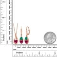 thumbnail image 2 of Gem Stone King 18K Rose Gold Plated Silver Red Created Ruby and Green Nano Emerald Pendant Earrings Set for Women (4.26 Cttw, Gemstone July Birthstone, with 18 inch Chain), 2 of 4