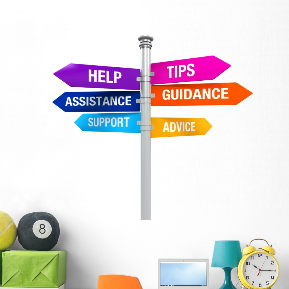 Help And Support Sticker Sign Directions Support Help Wall Decal by Wallmonkeys Peel and Stick ...
