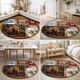 thumbnail image 5 of Forest Wild Animals Area Rugs 5' (Round) Farmhouse Bear Wolf Deer Footprints Red Plaid Floor Rug&nbsp;Non Slip Low Pile Ultra Soft Throw Carpet for Entryway Indoor Entrance Kitchen Bathroom, 5 of 9