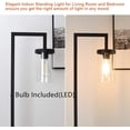 thumbnail image 3 of DingLiLighting Industrial Floor Lamp, Modern Metal Standing Lamp with Hanging Glass Shade, Rustic Farmhouse Tall Pole Reading Lighting for Living Room Bedroom Office, 8W LED E26 Bulb Included, Black, 3 of 9