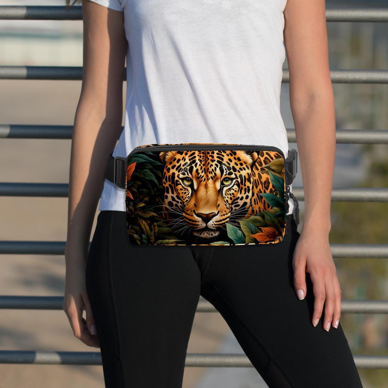 Leopard Lightweight Adjustable Sling Bag Waist Pack with Extension Strap Unisex - Ideal for Travel and Outdoor Activities