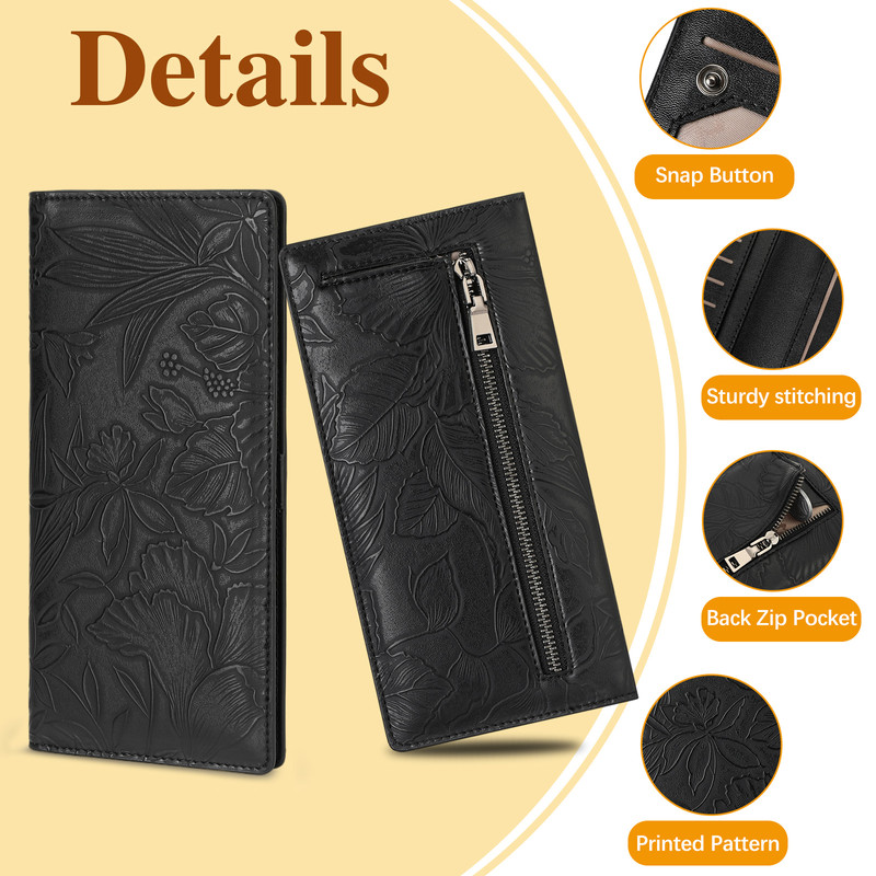 FALAN MULE Women's Ultra Slim Leather Wallet, Black photo 4