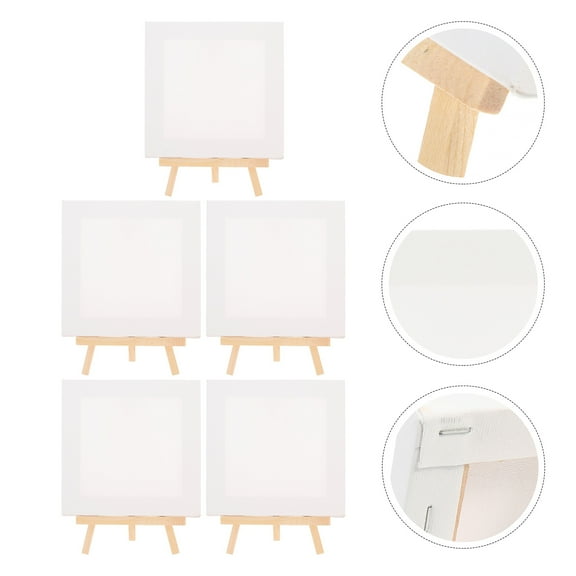 FRCOLOR Mini Canvas and Easel Set for DIY Multi Color Cloth Material Excellent for Home Office Gallery Wall Art Accessories 5 Sets