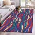 thumbnail image 2 of Tribal Style Washable Area Rugs 4'x6', Abstract Boho Ethnic Feather Leaf Low Pile Throw Living Room Rug Non-Slip Sturdy Edge Binding Carpet for Indoor Entryway Bedside Kitchen, 2 of 9