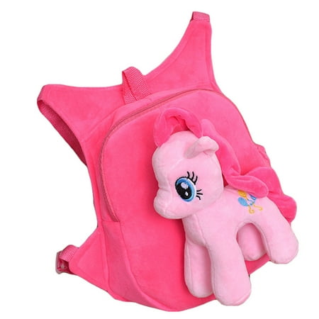 Fancyleo Cute Soft Cartoon Kindergarten Children Plush Backpack Pony Plush Toy  Preschool Baby Bag Gift For Kids 1-5 Years Old