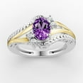 thumbnail image 2 of OMRE 925 Sterling Silver and 10K Yellow Gold Genuine Amethyst and February Birthstone Ring Women, 2 of 4