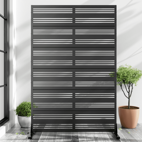 MAYEERTY Outdoor & Indoor Metal Panel Screen, Heavy-Duty Decorative Partition,Black