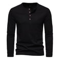 thumbnail image 2 of Casual T Shirts for Men Long Sleeve Button Crewneck Tshirts Shirt Mens Pullover Solid Color Breathable Basic Slim Going-Out Loungewear Tees Tops, 2 of 5