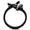 thumbnail image 3 of TK2554 - IP Black(Ion Plating) Stainless Steel Ring with Top Grade Crystal  in Light Amethyst Size 8, 3 of 4