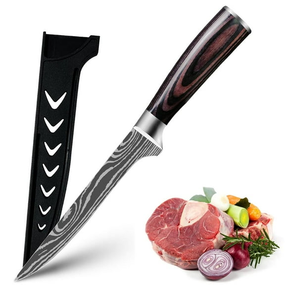 Boning Knife 6-inch High Carbon Butcher Knife Barbecue Knife Wooden Handle Filleting Knives for Meat Fish and Cheese