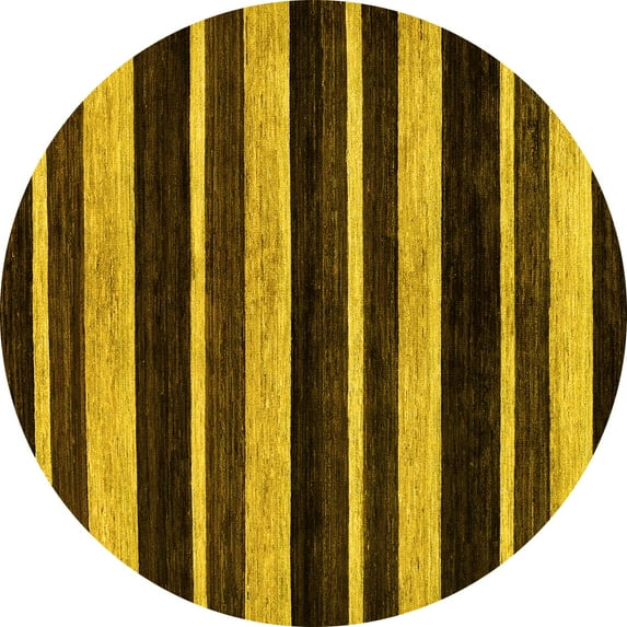 Ahgly Company Indoor Round Abstract Yellow Modern Area Rugs, 6' Round