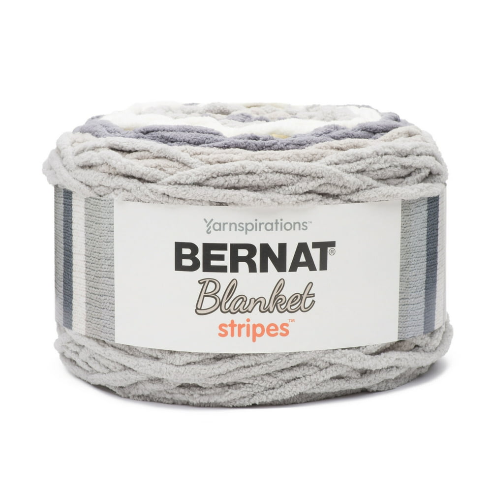 Bernat Blanket Stripes Yarn, Gray Matters, 10.5oz(300g), Super Bulky