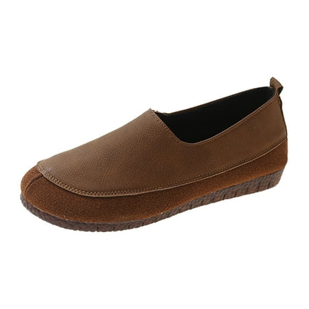 

Women Flat Shoes Womens Single Shoes Round Head Soft Leather Soft Bottom Casual Foot Stirrup Comfortable Casual Shoes